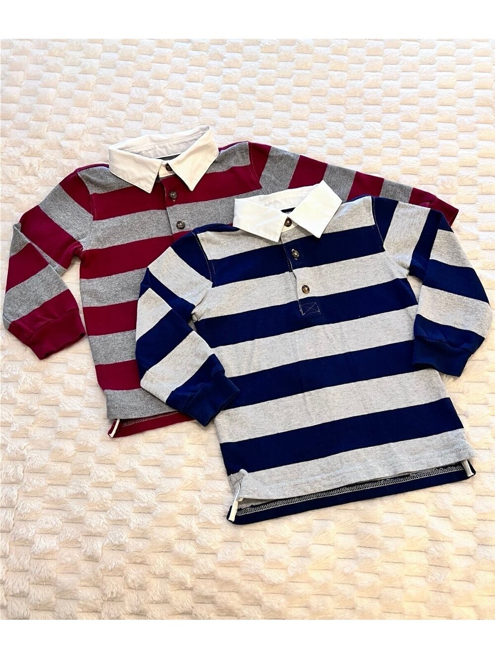 Carter’s Boys Long Sleeve Rugby Polo Shirt 2-pk Set, Striped & Collared (3T)
